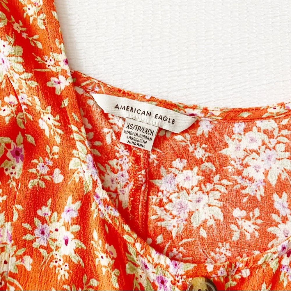 AEO Orange Floral Print Mini Dress - Picture 4 of 11